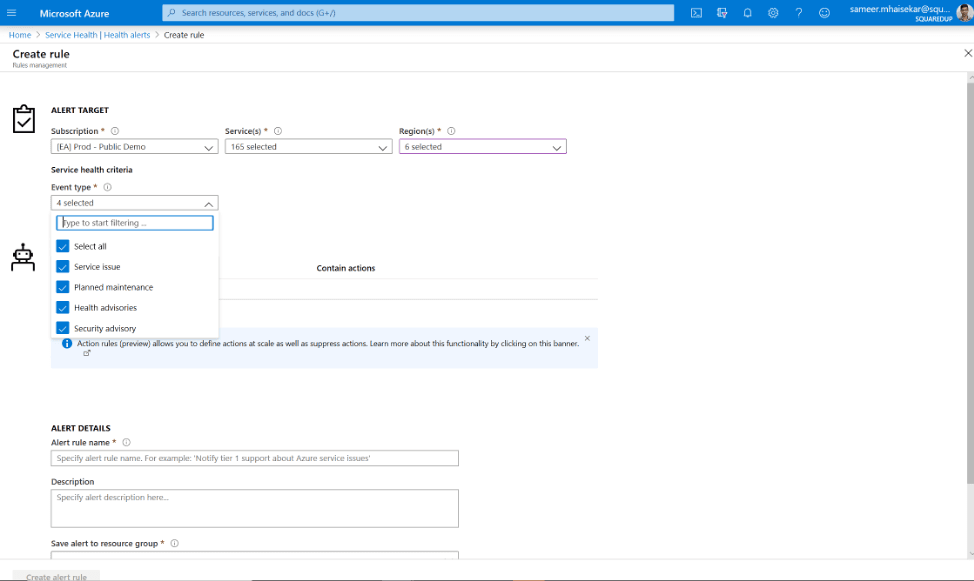 Azure Service Health SquaredUp